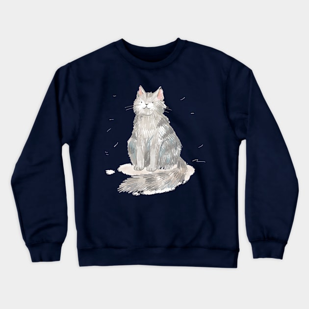 Cat Chalk Hand Drawn Crewneck Sweatshirt by Mako Design 